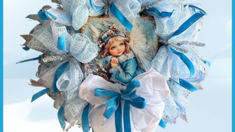 winter angel mesh wreath made with a kit from Trendy Tree