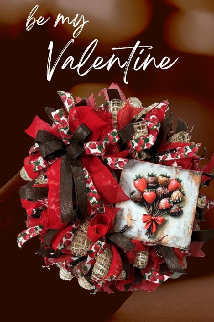 Valentine Wreath Tutorial with an exclusive Trendy Tree Chocolate Covered Strawberry Sign