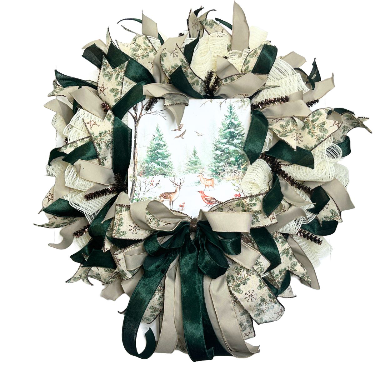 mesh wreath with winter wildlife exclusive trendy tree sign