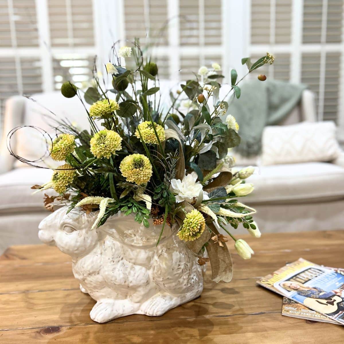 Big Bunny, Beautiful Blooms: A Stunning Spring Floral Arrangement