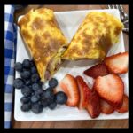 homemade no-flour flatbread as a breakfast burrito