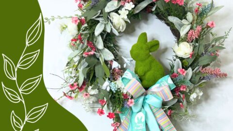 Easy Spring Wreath Makeover with Florals & a Bunny