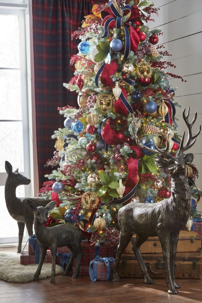 RAZ “Winterberry” Christmas Tree This frosted beauty blends traditional and whimsical with a burst of multicolor charm.