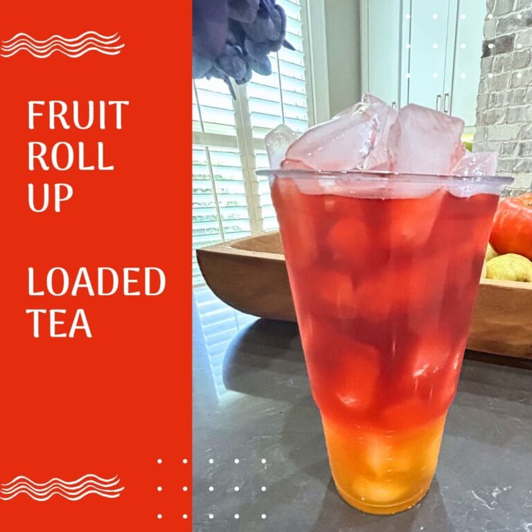 fruit roll up loaded tea, recipe from Silver Lining Lessons, flavored with orange, raspberry, strawberry and watermelon, a loaded tea you can make at home