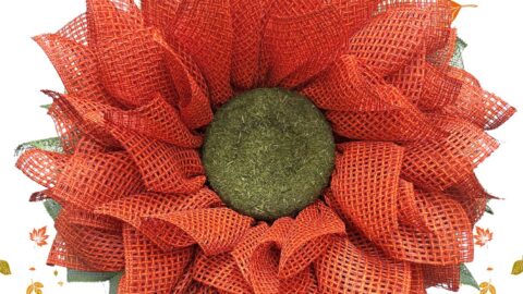fall flower wreath with textured mesh, an easy DIY