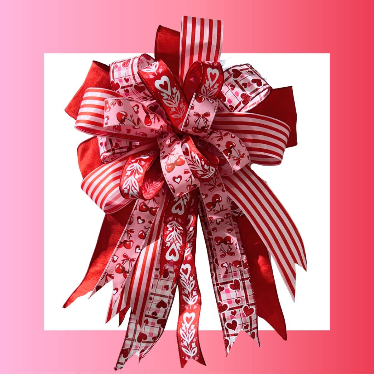 red pink and white valentine bow is an example of a monochromatic color theme