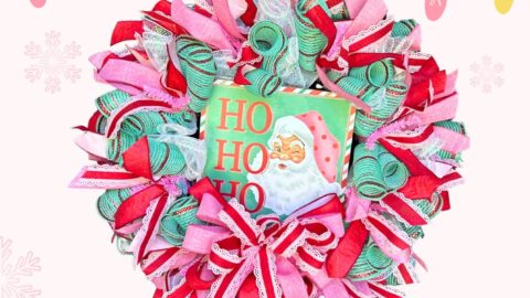mint green and pink wreath perfect from Christmas to Valentines