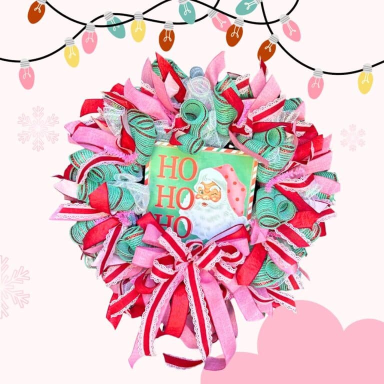 mint green and pink wreath perfect from Christmas to Valentines