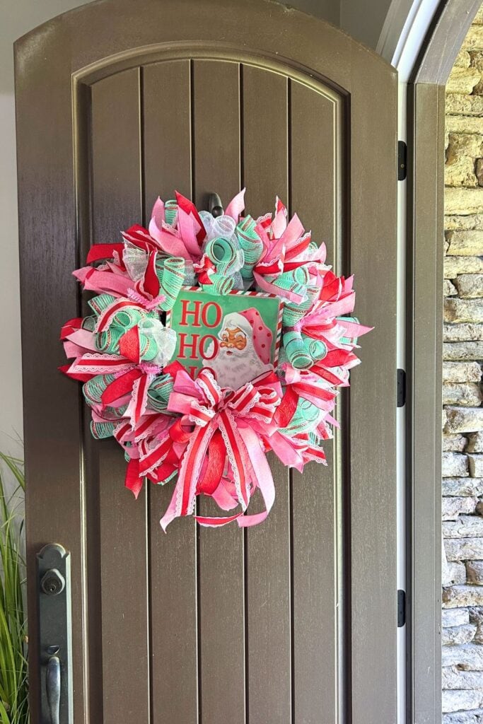 mint green and pink wreath perfect from Christmas to Valentines