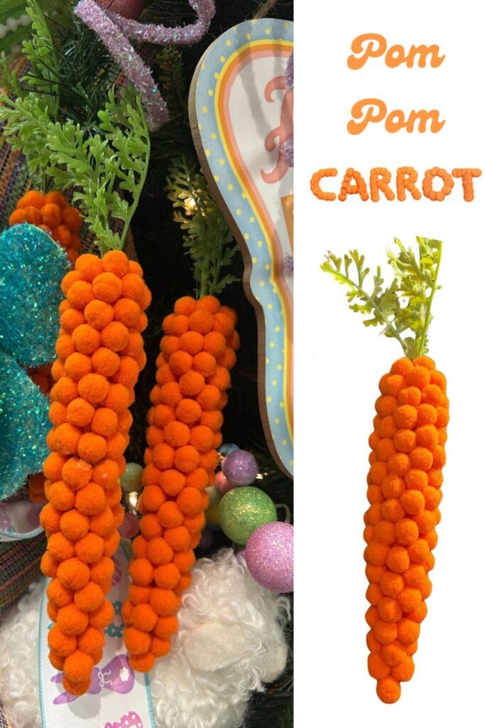 Easter craft for kids, orange pom pom carrot