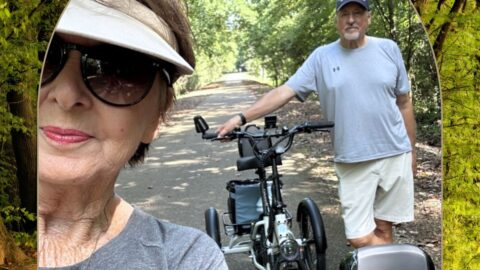 riding on the Tanglefoot Trail my e-trike, the Tanglefoot Trail from New Albany to Houston, MS