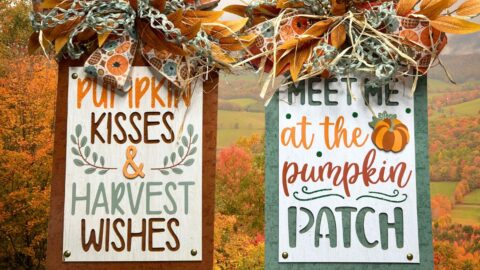 Dollar Tree Fall Signs with Trendy Tree Florals & Ribbon