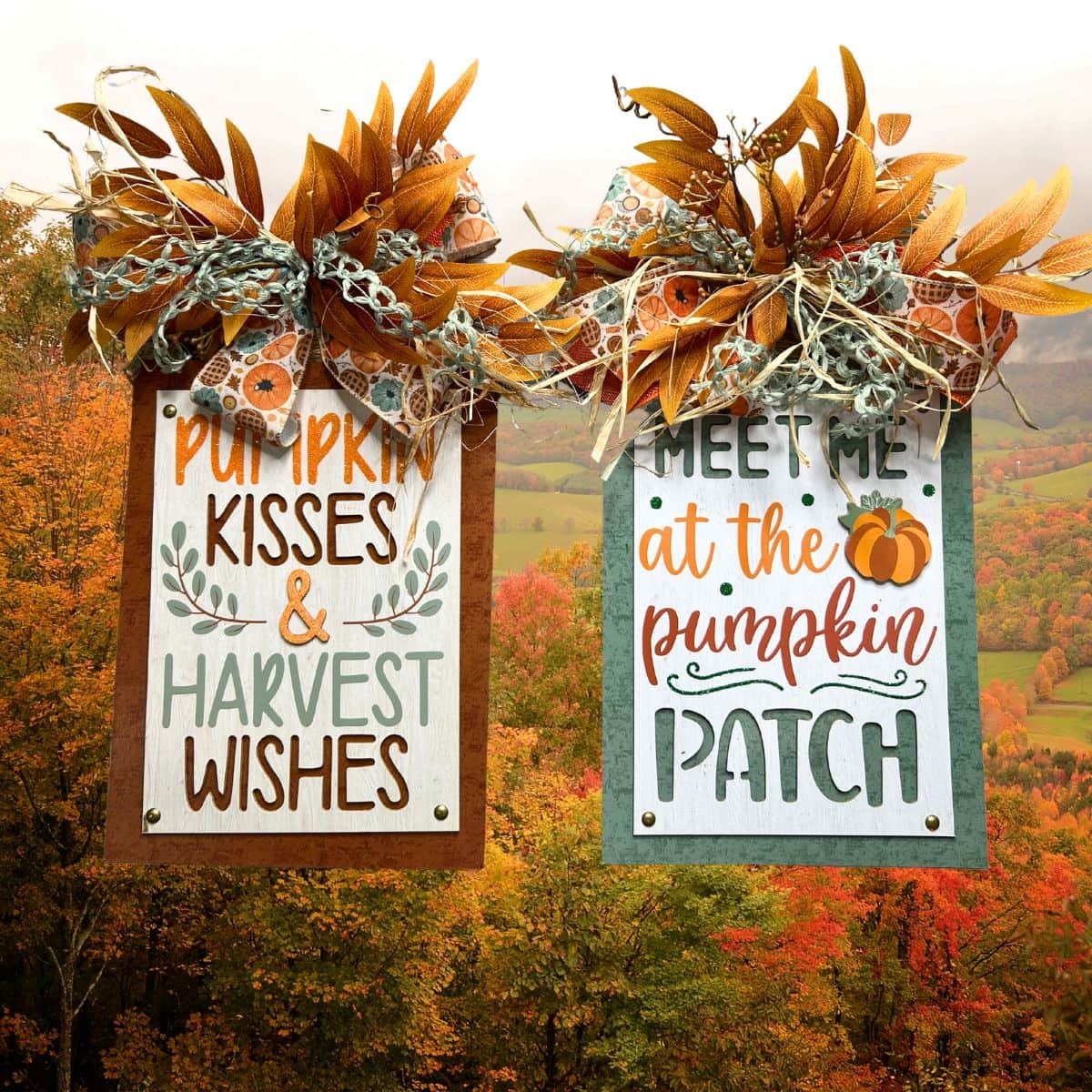 Dollar Tree Fall Signs with Trendy Tree Florals & Ribbon