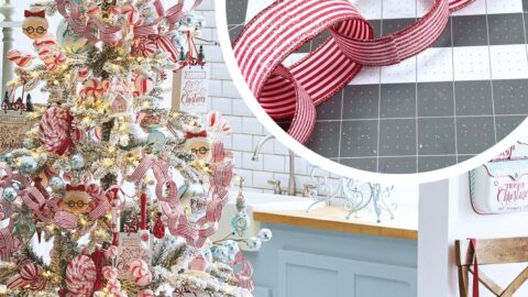 Childhood Paper Chains Get a Ribbon Makeover - chain made with red and white ribbon instead of paper