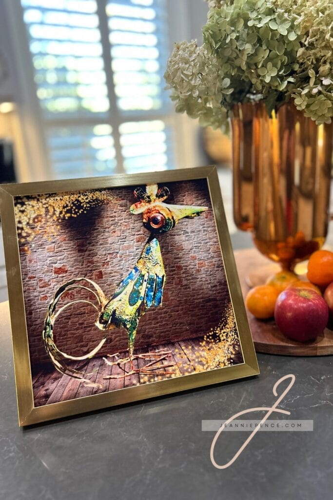 Framed Rooster Metal Sign made special by Trendy Tree