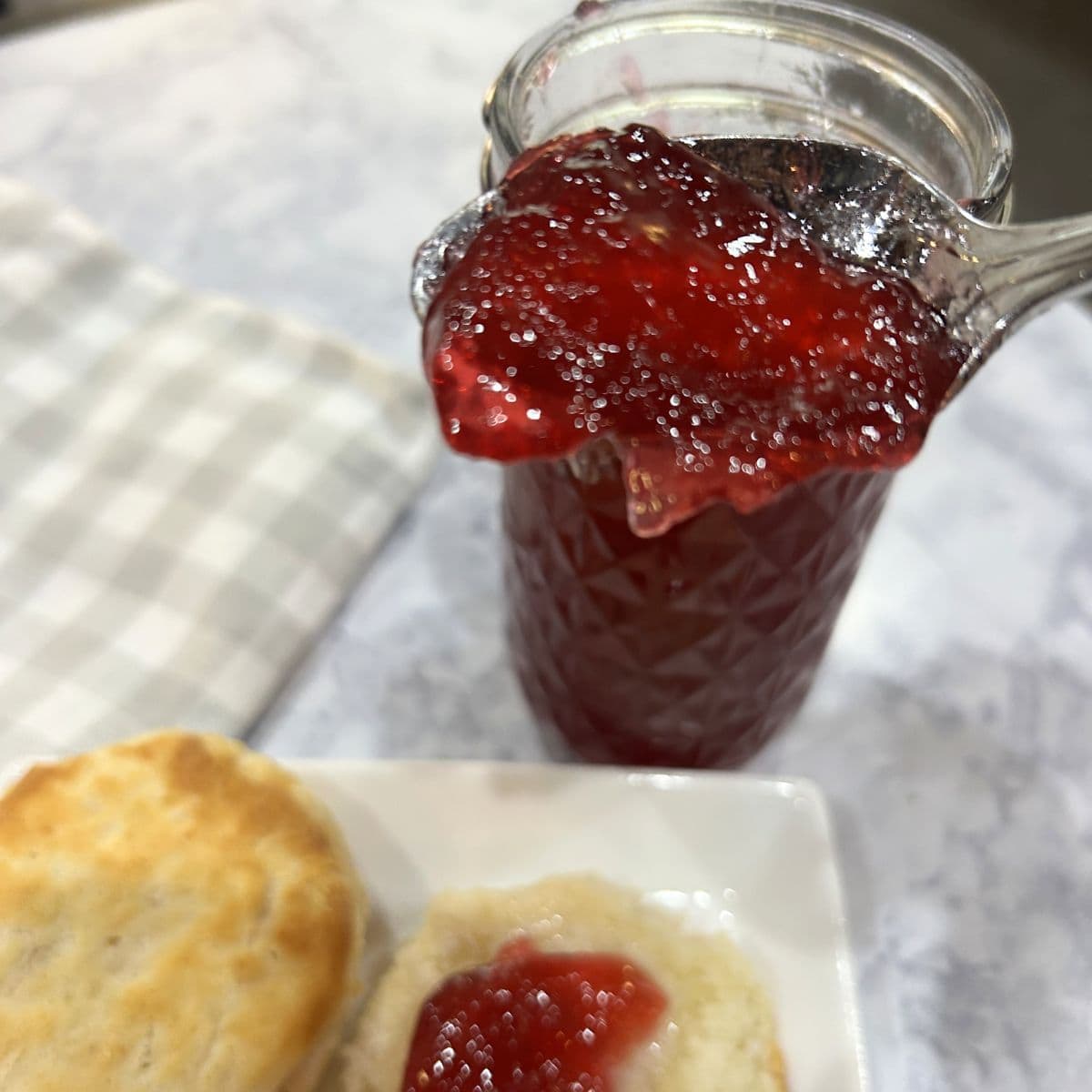 muscadine jelly on hot buttered biscuits