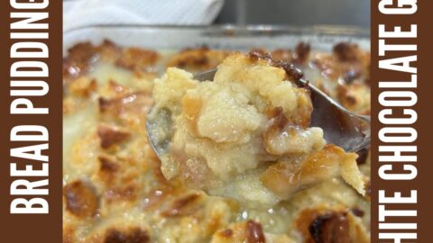 Old Fashioned Bread Pudding but with White Chocolate Glaze