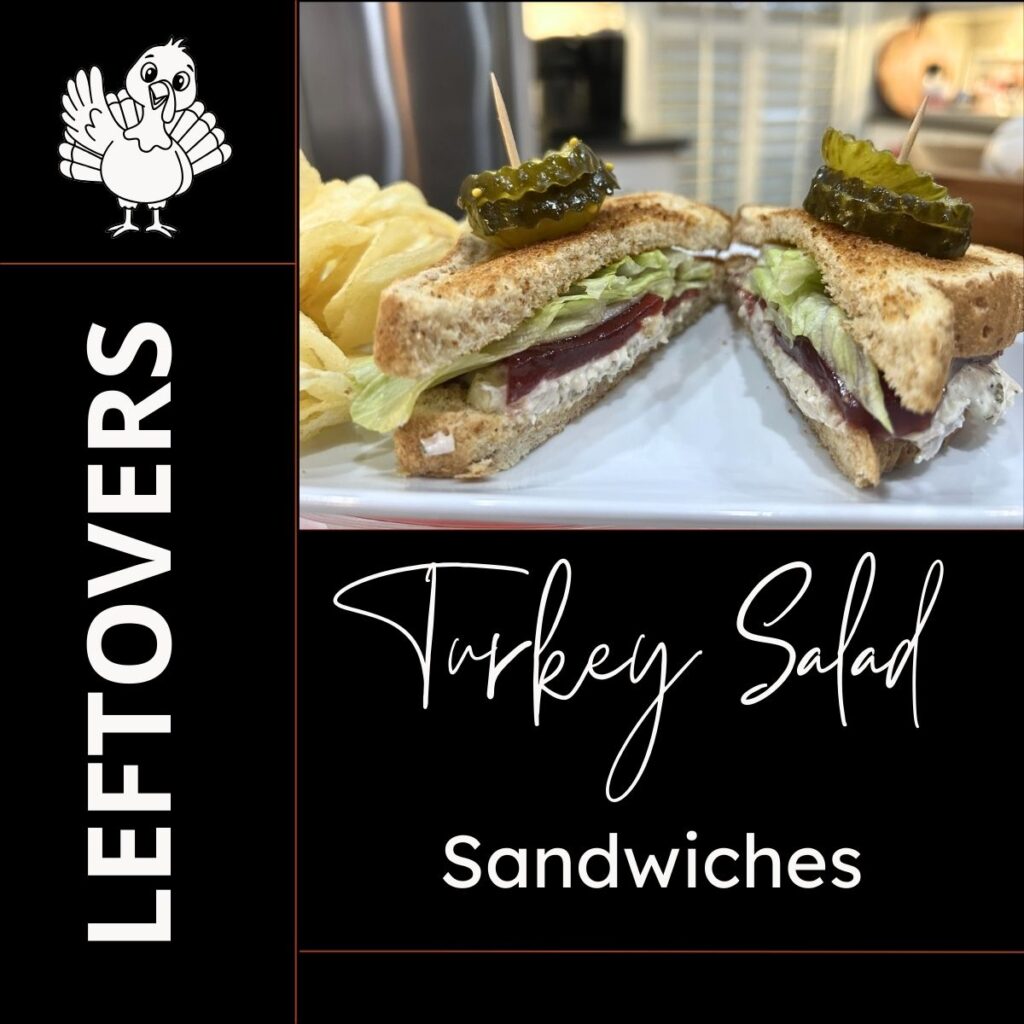 turkey salad sandwich on toasted bread with lettuce and cranberry sauce