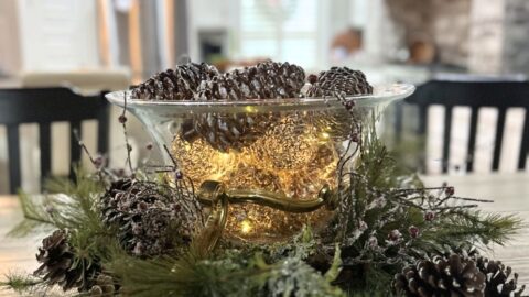 A Simple Winter Centerpiece: Pine Wreath, Pinecones & Sparkle — An Easy Winter Table Centerpiece Idea