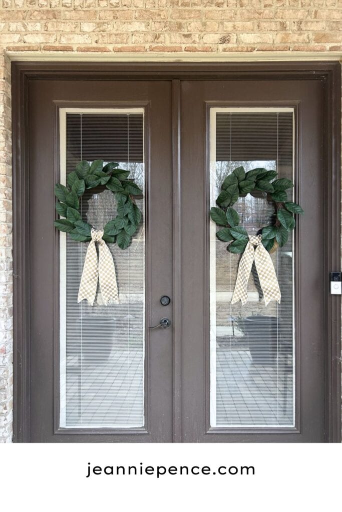 easy ribbon sash for wreaths on double doors