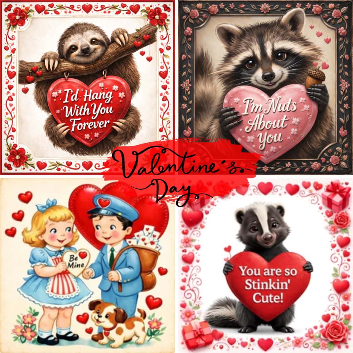 Assorted exclusive Valentine Signs, made of metal 10" square and perfect accenting deco mesh or grapevine wreaths, available at Trendy Tree