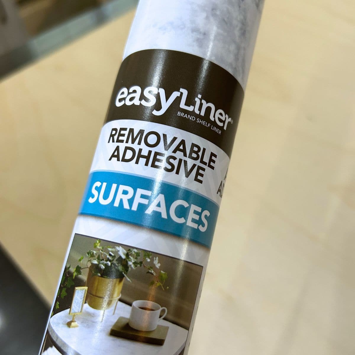 create a faux marble background with shelf liner