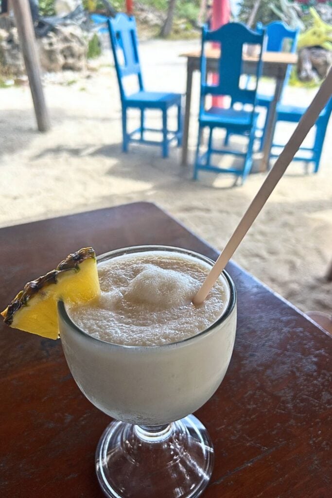 Pina Colada on the beach in Belize