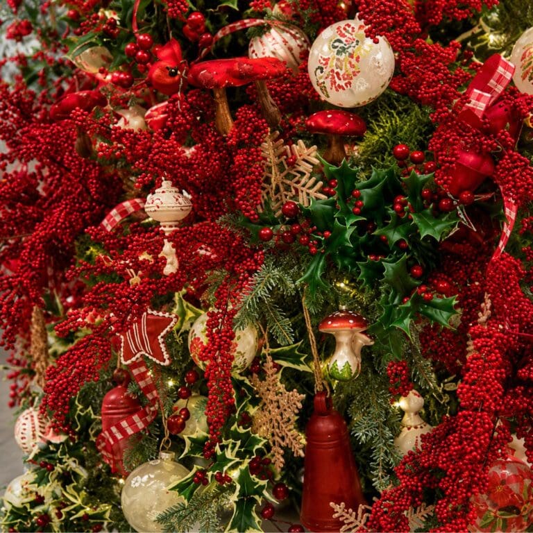Red Berries Holly, a woodland nature theme for a Christmas tree