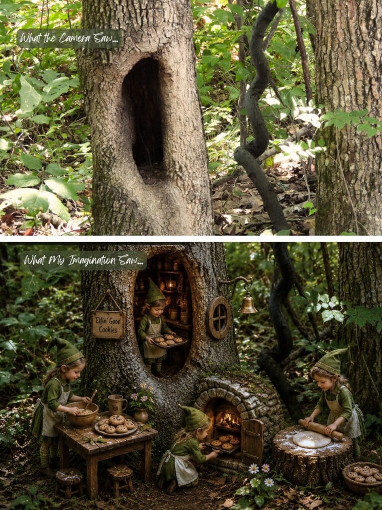 what my imagination, a tree with a large knothole, or tiny elves baking cookies?